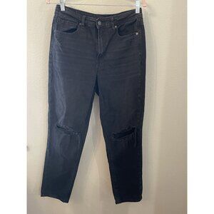 American Eagle Jeans Womens 8 Ripped knees distressed Black‎ retro punk skater